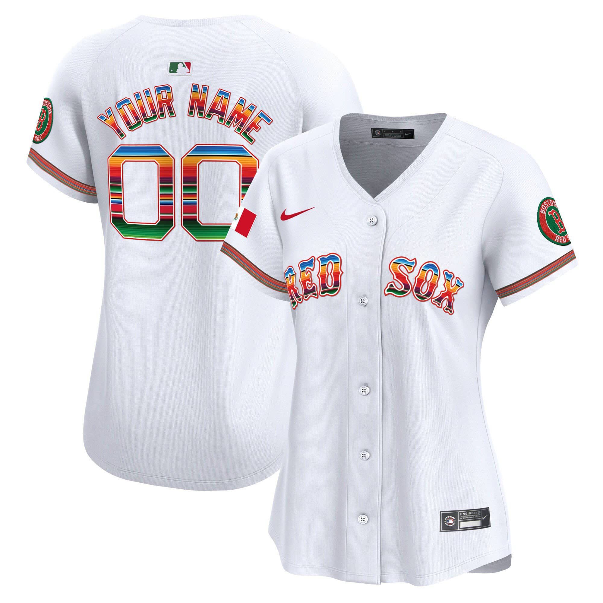 Women Boston Red Sox White 2024 Nike Mexico Vapor Premier Limited Custom MLB Jersey->customized mlb jersey->Custom Jersey